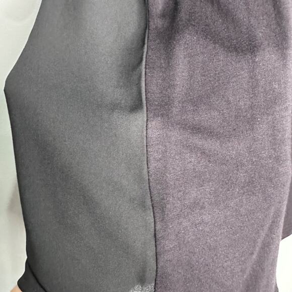 Ann Taylor LOFT Ruffle Tie Neck Mixed Media Top, Black, Size Small - Picture 5 of 8